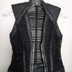 Bebe "Mia" Faux Leather & Mesh Vest
